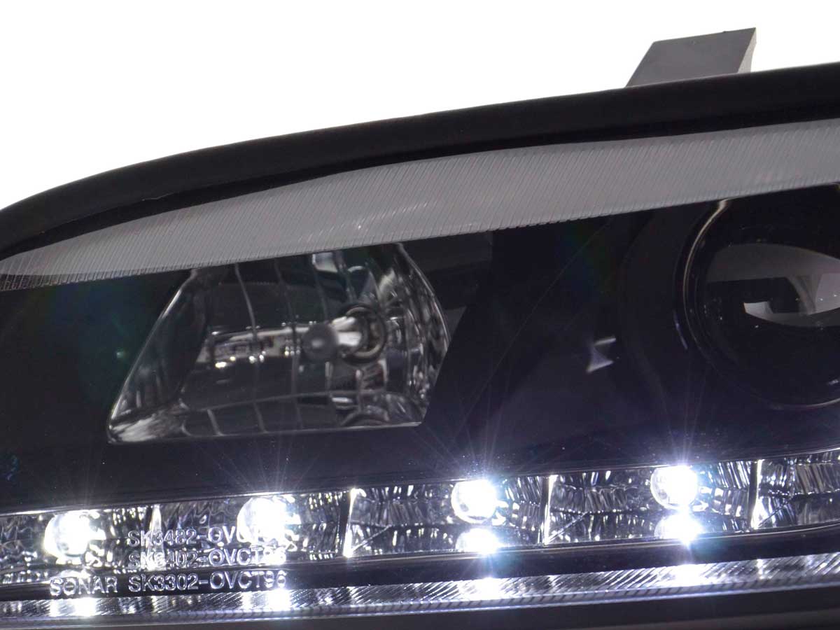 Scheinwerfer Set Daylight LED TFL-Optik Opel Vectra B 96-99 schwarz Scheinwerfer Set Daylight LED TFL-Optik Opel Vectra B 96-99 schwarz